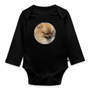 Chien mignon de race poméranien - Body Bébé bio manches longues - noir - Devant