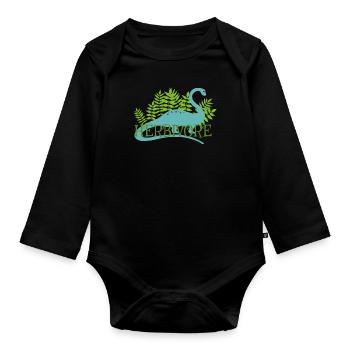 Pflanzenfressender Dinosaurier Vegan Vegetarisch Pflanzlich Li - Baby Bio-Langarm-Body - Schwarz - Vorne