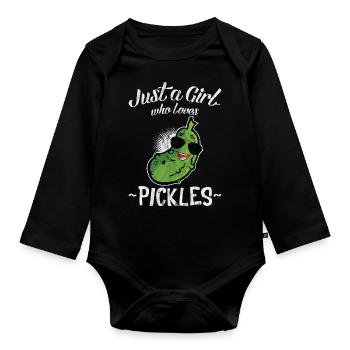 Just A Girl Who loves pickles Shirt Women Gifts - Organic Longsleeve Baby Bodysuit - black - Front