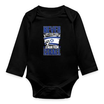 Israel - Organic Longsleeve Baby Bodysuit - black - Front