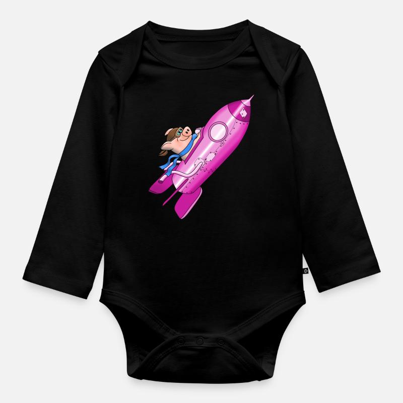 rocket - Organic Longsleeve Baby Bodysuit - black