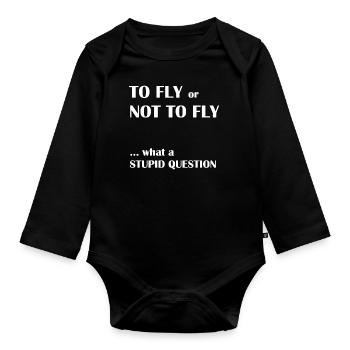 Pilot saying - Organic Longsleeve Baby Bodysuit - black - Front