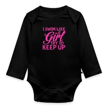 Schwimmerin - Baby Bio-Langarm-Body - Schwarz - Vorne