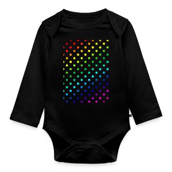 Colorful Dot Pattern Pattern - Organic Longsleeve Baby Bodysuit - black - Front