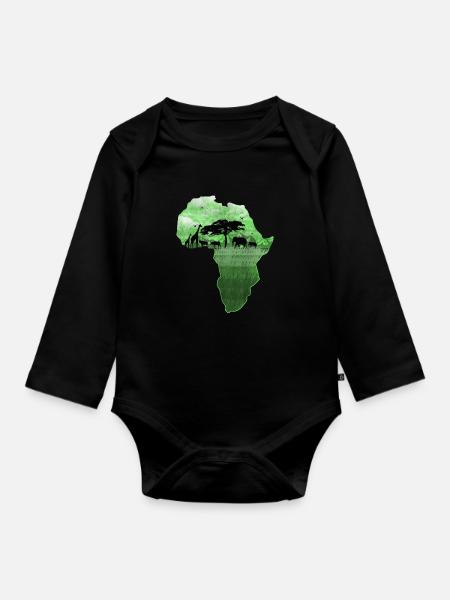Afrika - Baby Bio-Langarm-Body - Schwarz