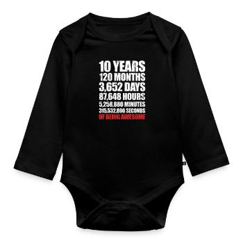 10ème anniversaire 10 ans 2009 2010 cadeau Bday - Body Bébé bio manches longues - noir - Devant