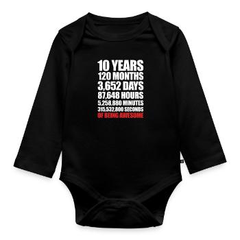 10th birthday - Organic Longsleeve Baby Bodysuit - black - Front