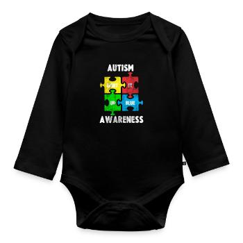 Autismus - Baby Bio-Langarm-Body - Schwarz - Vorne