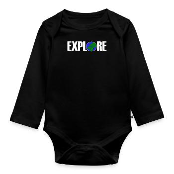 Explore Tour du monde Explorateur aventure cadeau - Body Bébé bio manches longues - noir - Devant