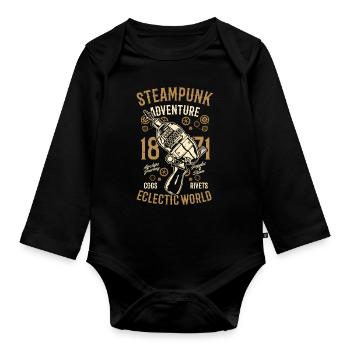 Space Future Univerum Adventure Robot - Organic Longsleeve Baby Bodysuit - black - Front