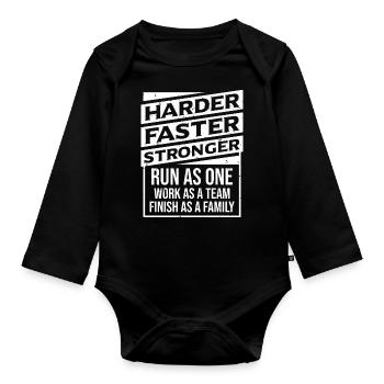 Faster Stronger - Crosslauf feld feldlauf - Body Bébé bio manches longues - noir - Devant