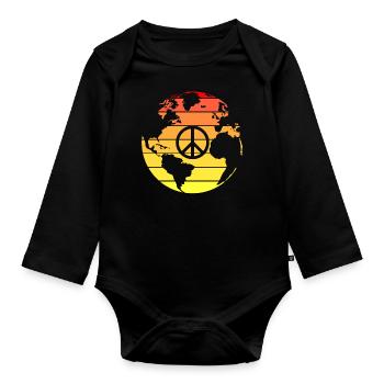 Planet Earth - Organic Longsleeve Baby Bodysuit - black - Front