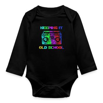 Vieille école - Body Bébé bio manches longues - noir - Devant