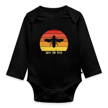 Rettet die Bienen - Baby Bio-Langarm-Body - Schwarz - Vorne