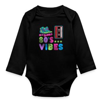 Années 80 - Body Bébé bio manches longues - noir - Devant
