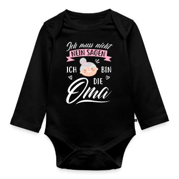 Je n'ai pas à dire non, je suis la grand-mère - Body Bébé bio manches longues - noir - Devant