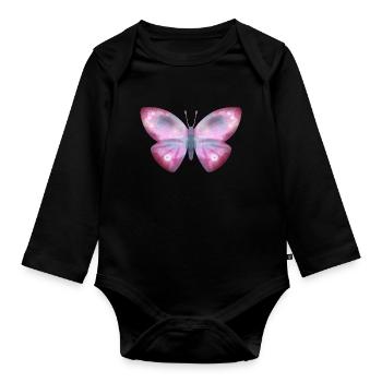 Schmetterling - Baby Bio-Langarm-Body - Schwarz - Vorne
