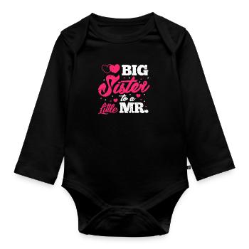 Big sister - Organic Longsleeve Baby Bodysuit - black - Front