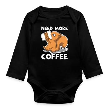 Funny Squirrel Need More Coffee Chipmunk Gift - Organic Longsleeve Baby Bodysuit - black - Front