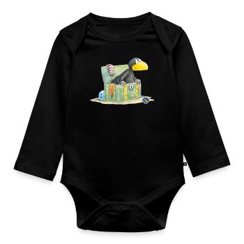 Der kleine Rabe Socke Schatzkiste - Baby Bio-Langarm-Body - Schwarz - Vorne