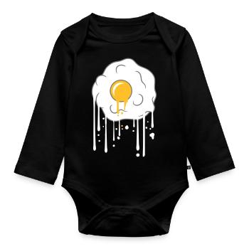 graffiti tropfen spiegelei kochen braten essen ei - Baby Bio-Langarm-Body - Schwarz - Vorne