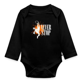 Basketball Korb Sport Geschenkidee - Baby Bio-Langarm-Body - Schwarz - Vorne