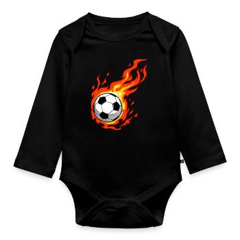 Soccer Flames Sport Goal Game Football Gift - Organic Longsleeve Baby Bodysuit - black - Front
