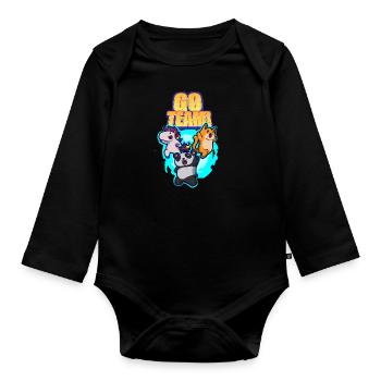 Unicorn Panda Cat Portal Motivation - Organic Longsleeve Baby Bodysuit - black - Front