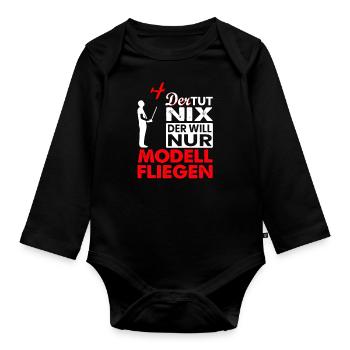 Der tut nix Modellflug Modellflieger Geschenk - Baby Bio-Langarm-Body - Schwarz - Vorne