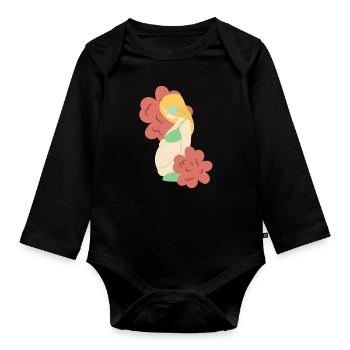 Cadeau de naissance de grossesse de fleurs - Body Bébé bio manches longues - noir - Devant