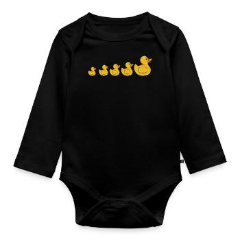 Duck squad duck duck duck family family - Organic Longsleeve Baby Bodysuit - black - Front