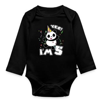 5. Fête d’anniversaire Panda Je suis 5 ans cadeau - Body Bébé bio manches longues - noir - Devant