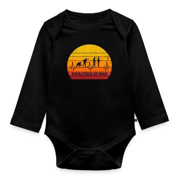 Herzschlag Heartbeat Evolution FIshing Retro - Baby Bio-Langarm-Body - Schwarz - Vorne