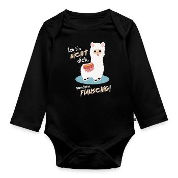ALPAKA - NICHT DICK, SONDERN FLAUSCHIG - T-SHIRT - Baby Bio-Langarm-Body - Schwarz - Vorne