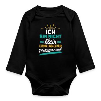 Funny saying funny sayings for a child - Organic Longsleeve Baby Bodysuit - black - Front