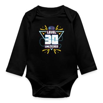 Level Up Gamer Zocker Gaming 30er Nerd Geschenk - Baby Bio-Langarm-Body - Schwarz - Vorne