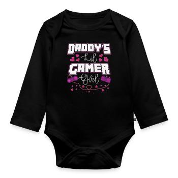Gamer Girl Gaming Zocker Kontroller Nerd Geschenk - Baby Bio-Langarm-Body - Schwarz - Vorne