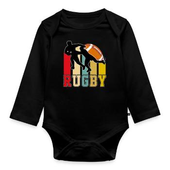 Rugby T-Shirt - Baby Bio-Langarm-Body - Schwarz - Vorne