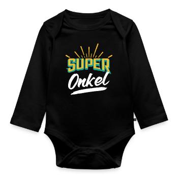 Onkel Super Onkel - Baby Bio-Langarm-Body - Schwarz - Vorne