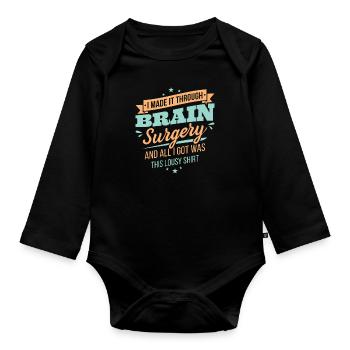 Brain Surgery Gift Skull Survivor - Organic Longsleeve Baby Bodysuit - black - Front