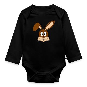 Lapin Lapin lapin Lapin Lapins Lapin Dents Lapin Lapins - Body Bébé bio manches longues - noir - Devant