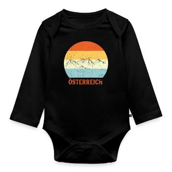 Montagnes au sommet des Alpes, cadeau des Alpes - Body Bébé bio manches longues - noir - Devant
