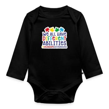 autisme - Body Bébé bio manches longues - noir - Devant