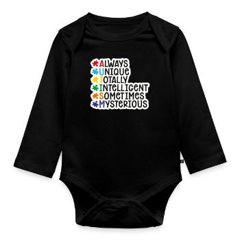 autisme - Body Bébé bio manches longues - noir - Devant