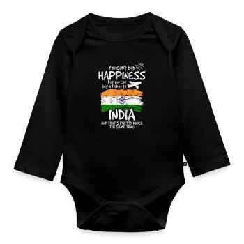 Indien - Baby Bio-Langarm-Body - Schwarz - Vorne