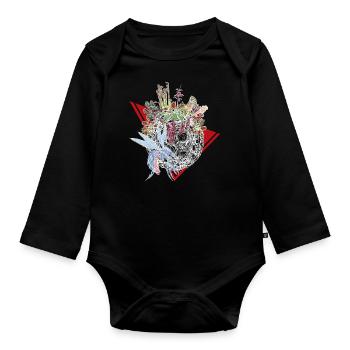 Planet der Fleischfressenden Pflanzen in Farbe - Baby Bio-Langarm-Body - Schwarz - Vorne