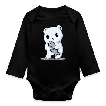 Polar bear - Organic Longsleeve Baby Bodysuit - black - Front