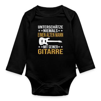 Guitar Playing Guitar Guitarist Gift Band - Organic Longsleeve Baby Bodysuit - black - Front
