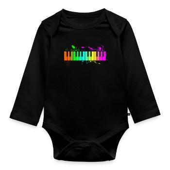 Klavier - Baby Bio-Langarm-Body - Schwarz - Vorne