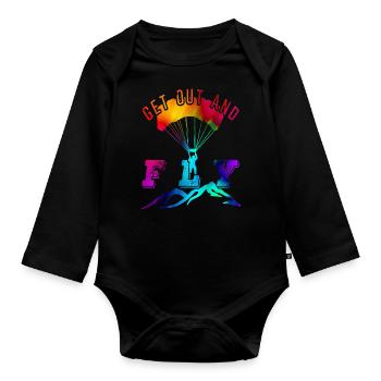 Paragliding - Organic Longsleeve Baby Bodysuit - black - Front